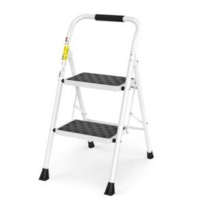 2 Step Ladder,2 Step Stool for Adults Folding Step Stool with Cushioned